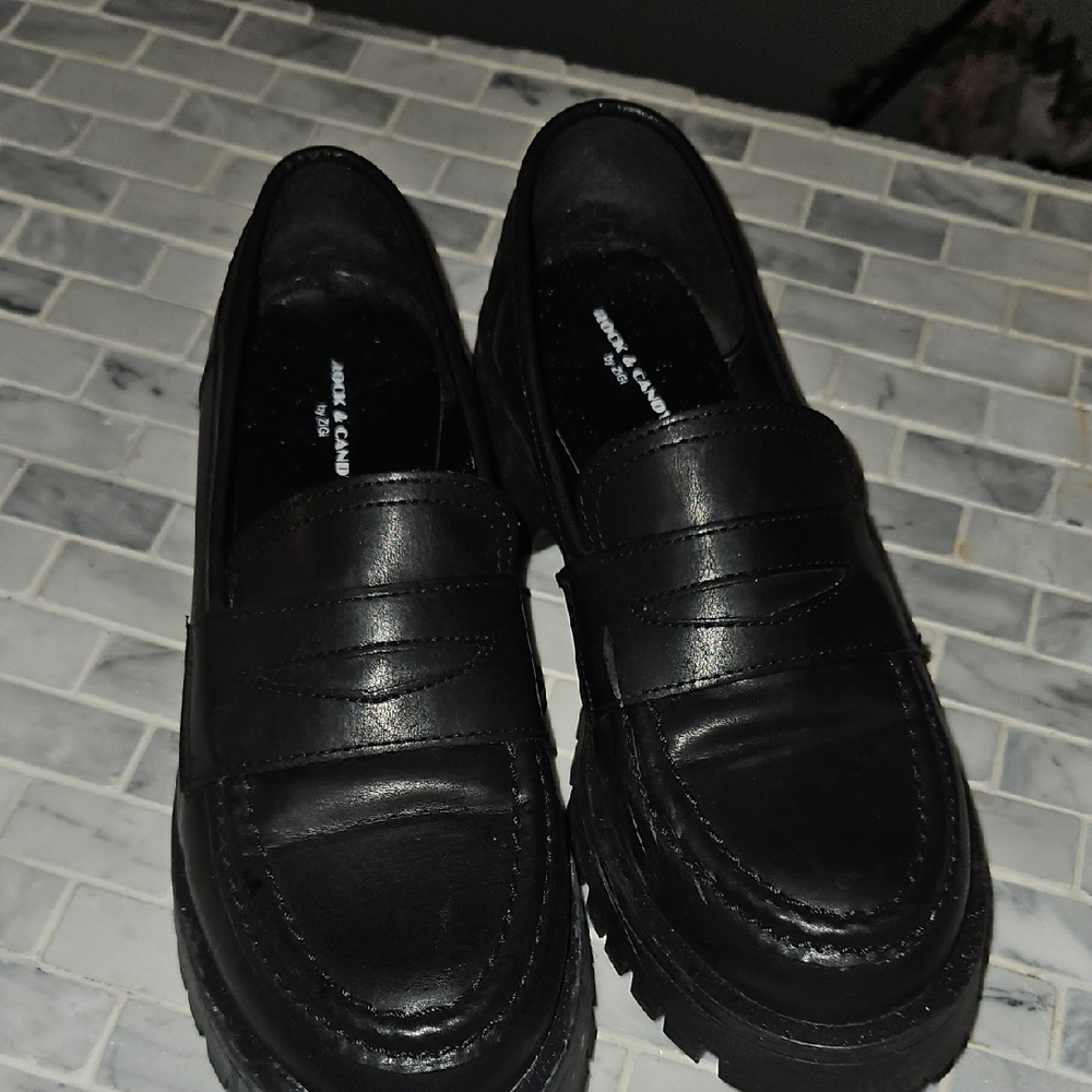 Rock & Candy Black Leather Flats